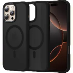 Husa MagSafe pentru iPhone 16 Pro Max, CASEY STUDIOS, de Protectie, Slim, pentru Incarcare Wireless, Margini Ridicate pentru Protectia Ecranului si a Camerelor Negru 