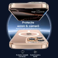 Husa MagSafe pentru iPhone 16 Pro Max, CASEY STUDIOS, de Protectie, Slim, pentru Incarcare Wireless, Margini Ridicate pentru Protectia Ecranului si a Camerelor Transparent