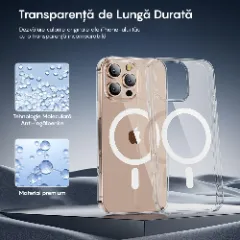 Husa MagSafe pentru iPhone 16 Pro Max, CASEY STUDIOS, de Protectie, Slim, pentru Incarcare Wireless, Margini Ridicate pentru Protectia Ecranului si a Camerelor Transparent