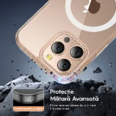 Husa MagSafe pentru iPhone 16 Pro Max, CASEY STUDIOS, de Protectie, Slim, pentru Incarcare Wireless, Margini Ridicate pentru Protectia Ecranului si a Camerelor Transparent
