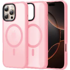 Husa MagSafe pentru iPhone 16 Pro Max, CASEY STUDIOS, de Protectie, Slim, pentru Incarcare Wireless, Margini Ridicate pentru Protectia Ecranului si a Camerelor Roz 