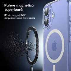 Husa MagSafe pentru iPhone 16 Plus, CASEY STUDIOS, de Protectie, Slim, pentru Incarcare Wireless, Margini Ridicate pentru Protectia Ecranului si a Camerelor Transparent