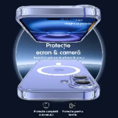 Husa MagSafe pentru iPhone 16 Plus, CASEY STUDIOS, de Protectie, Slim, pentru Incarcare Wireless, Margini Ridicate pentru Protectia Ecranului si a Camerelor Transparent
