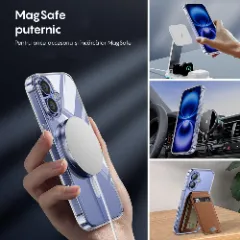 Husa MagSafe pentru iPhone 16 Plus, CASEY STUDIOS, de Protectie, Slim, pentru Incarcare Wireless, Margini Ridicate pentru Protectia Ecranului si a Camerelor Transparent