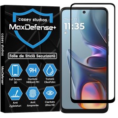 Folie Sticla CASEY STUDIOS pentru Motorola Moto E15, Full Glue, Sticla Securizata, Duritate Militara, Ultra HD, Protectie Profesionala Ecran 3D, Anti Zgarieturi, Anti Socuri