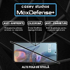 Folie Sticla CASEY STUDIOS pentru Motorola Moto E15, Full Glue, Sticla Securizata, Duritate Militara, Ultra HD, Protectie Profesionala Ecran 3D, Anti Zgarieturi, Anti Socuri Transparent