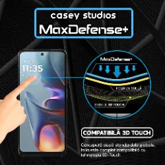 Folie Sticla CASEY STUDIOS pentru Motorola Moto E15, Full Glue, Sticla Securizata, Duritate Militara, Ultra HD, Protectie Profesionala Ecran 3D, Anti Zgarieturi, Anti Socuri Transparent