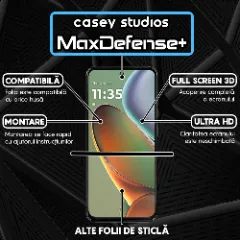 Folie Sticla CASEY STUDIOS pentru Motorola Moto G15 Power, Full Glue, Sticla Securizata, Duritate Militara, Ultra HD, Protectie Profesionala Ecran 3D, Anti Zgarieturi, Anti Socuri Transparent