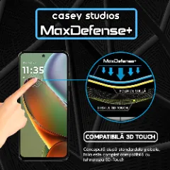 Folie Sticla CASEY STUDIOS pentru Motorola Moto G15 Power, Full Glue, Sticla Securizata, Duritate Militara, Ultra HD, Protectie Profesionala Ecran 3D, Anti Zgarieturi, Anti Socuri Transparent