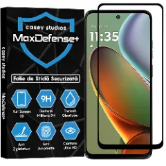 Folie Sticla CASEY STUDIOS pentru Motorola Moto G15 Power, Full Glue, Sticla Securizata, Duritate Militara, Ultra HD, Protectie Profesionala Ecran 3D, Anti Zgarieturi, Anti Socuri Transparent