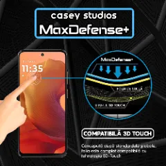 Folie Sticla CASEY STUDIOS pentru Motorola Moto G15, Full Glue, Sticla Securizata, Duritate Militara, Ultra HD, Protectie Profesionala Ecran 3D, Anti Zgarieturi, Anti Socuri Transparent