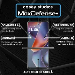 Folie Sticla CASEY STUDIOS pentru Motorola Moto G (2025), Full Glue, Sticla Securizata, Duritate Militara, Ultra HD, Protectie Profesionala Ecran 3D, Anti Zgarieturi, Anti Socuri Transparent