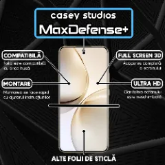 Folie Sticla CASEY STUDIOS pentru Realme 14 Pro+, Full Glue, Sticla Securizata, Duritate Militara, Ultra HD, Protectie Profesionala Ecran 3D, Anti Zgarieturi, Anti Socuri Transparent
