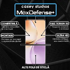 Folie Sticla CASEY STUDIOS pentru Realme 14 Pro, Full Glue, Sticla Securizata, Duritate Militara, Ultra HD, Protectie Profesionala Ecran 3D, Anti Zgarieturi, Anti Socuri Transparent