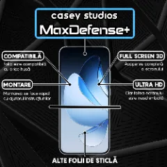 Folie Sticla CASEY STUDIOS pentru Oppo Reno13, Full Glue, Sticla Securizata, Duritate Militara, Ultra HD, Protectie Profesionala Ecran 3D, Anti Zgarieturi, Anti Socuri Transparent