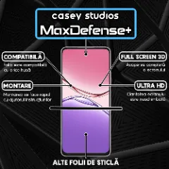 Folie Sticla CASEY STUDIOS pentru Oppo A5 Pro, Full Glue, Sticla Securizata, Duritate Militara, Ultra HD, Protectie Profesionala Ecran 3D, Anti Zgarieturi, Anti Socuri Transparent