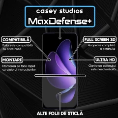 Folie Sticla CASEY STUDIOS pentru Oppo Reno13 F, Full Glue, Sticla Securizata, Duritate Militara, Ultra HD, Protectie Profesionala Ecran 3D, Anti Zgarieturi, Anti Socuri Transparent