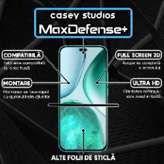 Folie Sticla CASEY STUDIOS pentru Honor X8c, Full Glue, Sticla Securizata, Duritate Militara, Ultra HD, Protectie Profesionala Ecran 3D, Anti Zgarieturi, Anti Socuri Transparent