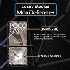 Folie Sticla CASEY STUDIOS pentru Xiaomi Poco C75 5G, Full Glue, Sticla Securizata, Duritate Militara, Ultra HD, Protectie Profesionala Ecran 3D, Anti Zgarieturi, Anti Socuri Transparent