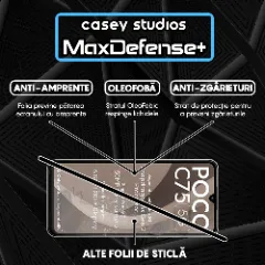 Folie Sticla CASEY STUDIOS pentru Xiaomi Poco C75 5G, Full Glue, Sticla Securizata, Duritate Militara, Ultra HD, Protectie Profesionala Ecran 3D, Anti Zgarieturi, Anti Socuri Transparent