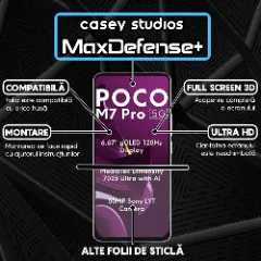Folie Sticla CASEY STUDIOS pentru Xiaomi Poco M7 Pro 5G, Full Glue, Sticla Securizata, Duritate Militara, Ultra HD, Protectie Profesionala Ecran 3D, Anti Zgarieturi, Anti Socuri Transparent