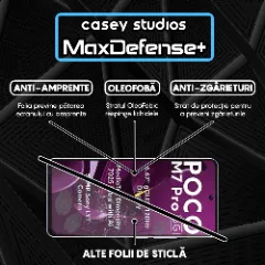 Folie Sticla CASEY STUDIOS pentru Xiaomi Poco M7 Pro 5G, Full Glue, Sticla Securizata, Duritate Militara, Ultra HD, Protectie Profesionala Ecran 3D, Anti Zgarieturi, Anti Socuri Transparent