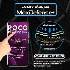Folie Sticla CASEY STUDIOS pentru Xiaomi Poco M7 Pro 5G, Full Glue, Sticla Securizata, Duritate Militara, Ultra HD, Protectie Profesionala Ecran 3D, Anti Zgarieturi, Anti Socuri Transparent