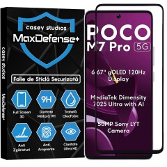Folie Sticla CASEY STUDIOS pentru Xiaomi Redmi 14C 5G, Full Glue, Sticla Securizata, Duritate Militara, Ultra HD, Protectie Profesionala Ecran 3D, Anti Zgarieturi, Anti Socuri