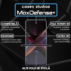 Folie Sticla CASEY STUDIOS pentru Xiaomi Poco X7, Full Glue, Sticla Securizata, Duritate Militara, Ultra HD, Protectie Profesionala Ecran 3D, Anti Zgarieturi, Anti Socuri Transparent