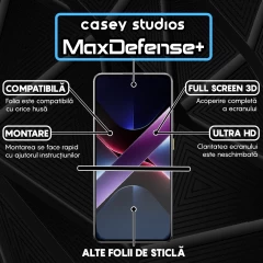 Folie Sticla CASEY STUDIOS pentru Xiaomi Poco X7 Pro, Full Glue, Sticla Securizata, Duritate Militara, Ultra HD, Protectie Profesionala Ecran 3D, Anti Zgarieturi, Anti Socuri Transparent