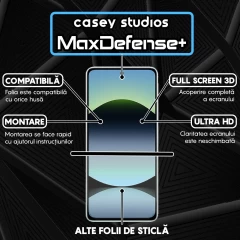 Folie Sticla CASEY STUDIOS pentru Xiaomi Redmi Note 14 5G, Full Glue, Sticla Securizata, Duritate Militara, Ultra HD, Protectie Profesionala Ecran 3D, Anti Zgarieturi, Anti Socuri Transparent