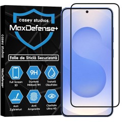Folie Sticla CASEY STUDIOS pentru Samsung Galaxy S25, Full Glue, Sticla Securizata, Duritate Militara, Ultra HD, Protectie Profesionala Ecran 3D, Anti Zgarieturi, Anti Socuri
