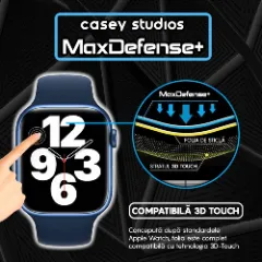 Folie Regenerabila pentru Apple Watch 40 MM - 1/2/3/4/5/6/7/8/SE/Ultra, de Protectie, Casey Studios MaxDefense+ - Negru Negru