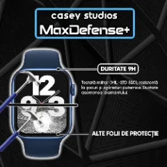 Folie Regenerabila pentru Apple Watch 40 MM - 1/2/3/4/5/6/7/8/SE/Ultra, de Protectie, Casey Studios MaxDefense+ - Negru Negru