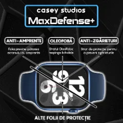 Folie Regenerabila pentru Apple Watch 40 MM - 1/2/3/4/5/6/7/8/SE/Ultra, de Protectie, Casey Studios MaxDefense+ - Negru Negru