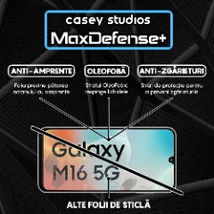 Folie Sticla CASEY STUDIOS pentru Samsung Galaxy M16, Full Glue, Sticla Securizata, Duritate Militara, Ultra HD, Protectie Profesionala Ecran 3D, Anti Zgarieturi, Anti Socuri, Margini negre Negru