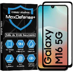 Folie Sticla CASEY STUDIOS pentru Samsung Galaxy M16, Full Glue, Sticla Securizata, Duritate Militara, Ultra HD, Protectie Profesionala Ecran 3D, Anti Zgarieturi, Anti Socuri, Margini negre