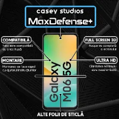 Folie Sticla CASEY STUDIOS pentru Samsung Galaxy M06, Full Glue, Sticla Securizata, Duritate Militara, Ultra HD, Protectie Profesionala Ecran 3D, Anti Zgarieturi, Anti Socuri, Margini negre Negru