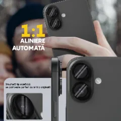 Folie Protectie Lentile Camera pentru Apple iPhone 16 / Apple iPhone 16 Plus, CASEY STUDIOS™ MaxDefense+, Ultra HD, Protectie Profesionala Camere 3D, Anti Amprente, Anti Zgarieturi, Anti Socuri Negru