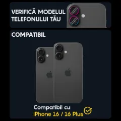 Folie Protectie Lentile Camera pentru Apple iPhone 16 / Apple iPhone 16 Plus, CASEY STUDIOS™ MaxDefense+, Ultra HD, Protectie Profesionala Camere 3D, Anti Amprente, Anti Zgarieturi, Anti Socuri Curcubeu
