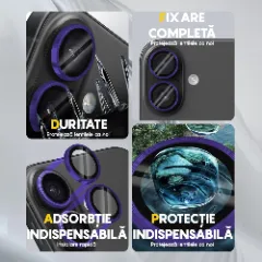 Folie Protectie Lentile Camera pentru Apple iPhone 16 / Apple iPhone 16 Plus, CASEY STUDIOS&trade; MaxDefense+, Ultra HD, Protectie Profesionala Camere 3D, Anti Amprente, Anti Zgarieturi, Anti Socuri