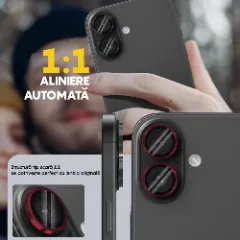 Folie Protectie Lentile Camera pentru Apple iPhone 16 / Apple iPhone 16 Plus, CASEY STUDIOS™ MaxDefense+, Ultra HD, Protectie Profesionala Camere 3D, Anti Amprente, Anti Zgarieturi, Anti Socuri Rosu