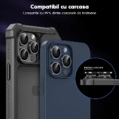 Folie Protectie Lentile Camera pentru Apple iPhone 16 Pro / Apple iPhone 16 Pro Max, CASEY STUDIOS™ MaxDefense+, Ultra HD, Protectie Profesionala Camere 3D, Anti Amprente, Anti Zgarieturi, Anti Socuri Argintiu