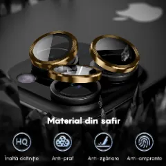 Folie Protectie Lentile Camera pentru Apple iPhone 16 Pro / Apple iPhone 16 Pro Max, CASEY STUDIOS™ MaxDefense+, Ultra HD, Protectie Profesionala Camere 3D, Anti Amprente, Anti Zgarieturi, Anti Socuri Galben