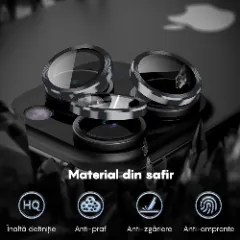 Folie Protectie Lentile Camera pentru Apple iPhone 16 Pro / Apple iPhone 16 Pro Max, CASEY STUDIOS™ MaxDefense+, Ultra HD, Protectie Profesionala Camere 3D, Anti Amprente, Anti Zgarieturi, Anti Socuri Argintiu