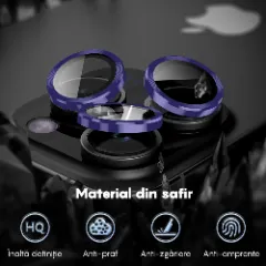 Folie Protectie Lentile Camera pentru Apple iPhone 16 Pro / Apple iPhone 16 Pro Max, CASEY STUDIOS™ MaxDefense+, Ultra HD, Protectie Profesionala Camere 3D, Anti Amprente, Anti Zgarieturi, Anti Socuri Mov inchis