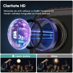 Folie Protectie Lentile Camera pentru Apple iPhone 16 Pro / Apple iPhone 16 Pro Max, CASEY STUDIOS™ MaxDefense+, Ultra HD, Protectie Profesionala Camere 3D, Anti Amprente, Anti Zgarieturi, Anti Socuri Mov inchis