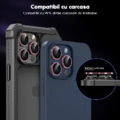 Folie Protectie Lentile Camera pentru Apple iPhone 16 Pro / Apple iPhone 16 Pro Max, CASEY STUDIOS™ MaxDefense+, Ultra HD, Protectie Profesionala Camere 3D, Anti Amprente, Anti Zgarieturi, Anti Socuri Roz