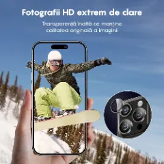 Folie Protectie Lentile Camera pentru Apple iPhone 16 Pro / Apple iPhone 16 Pro Max, CASEY STUDIOS™ MaxDefense+, Ultra HD, Protectie Profesionala Camere 3D, Anti Amprente, Anti Zgarieturi, Anti Socuri Argintiu