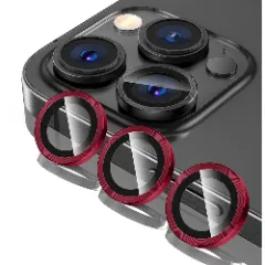 Folie Protectie Lentile Camera pentru Apple iPhone 16 Pro / Apple iPhone 16 Pro Max, CASEY STUDIOS™ MaxDefense+, Ultra HD, Protectie Profesionala Camere 3D, Anti Amprente, Anti Zgarieturi, Anti Socuri Rosu 